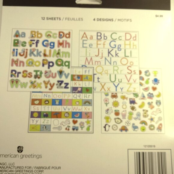 Alphabet Stickers Pack 12 Sheets 4 Designs 591 Pieces American Greetings - Picture 3 of 6